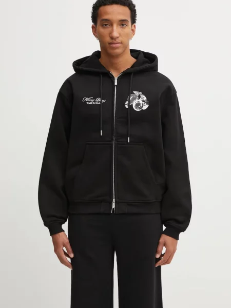 Mikina Filling Pieces Hoodie Bouquet s kapucí s potiskem černá