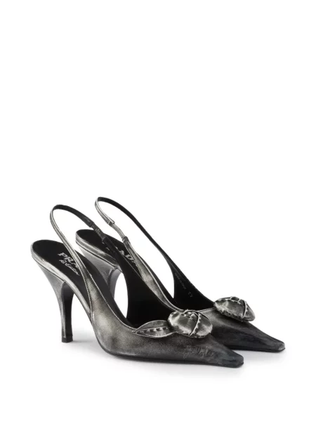 Pantofi cu toc Prada din piele slingback negru