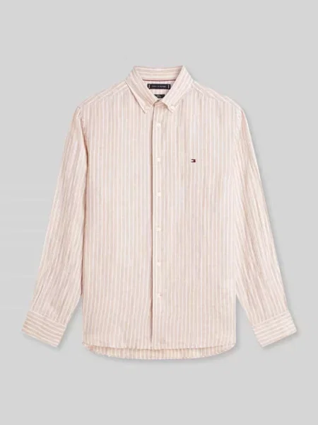 Tommy Hilfiger Koszula Lniana Regular Fit beige beżowa