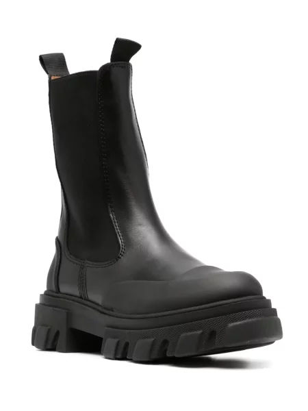 Kožené chunky chelsea boots Ganni černé
