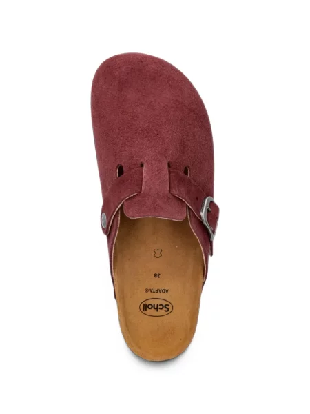 Papuci tip mules Scholl din piele de căprioară cu cataramă roșu