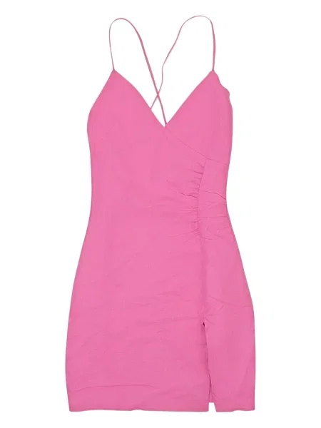 Rochie midi Callipygian cu decolteu în V roz