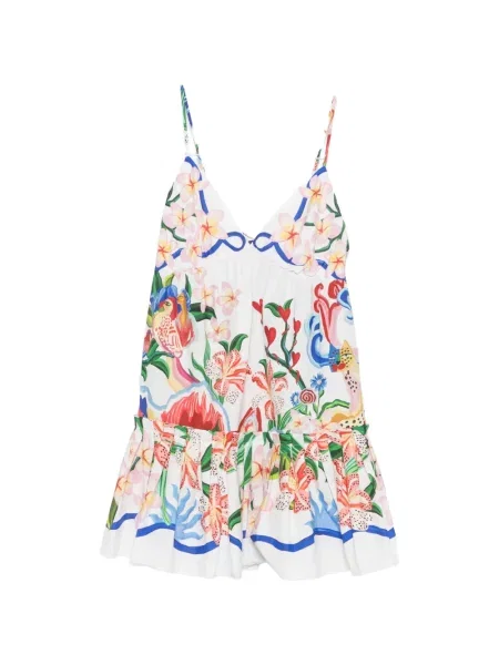 Rochie mini Farm Rio cu model floral cu imagine alb