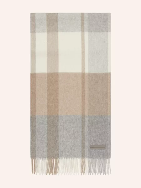 Zegna Kaszmirowy Szal beige biała