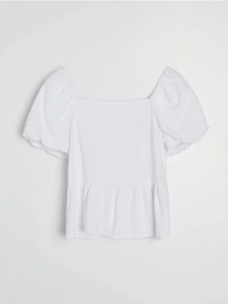 Блуза-сорочка з віскозою та домішкою льону білий