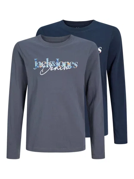Jack & Jones Junior Tricou JJTOM bleumarin / albastru deschis / gri închis alb