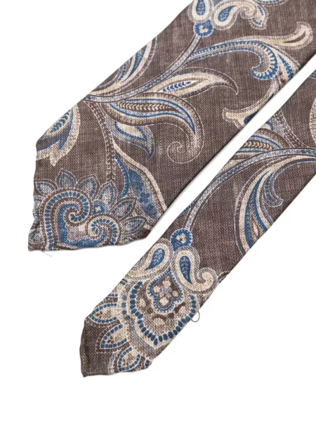 Cravată Dell'oglio cu model paisley maro