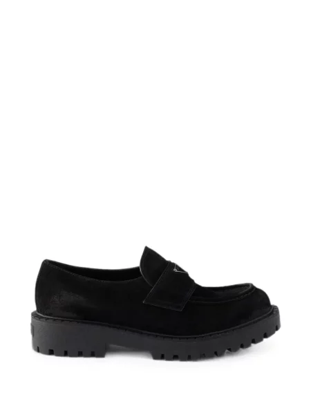 Pantofi loafer Prada din piele de căprioară negru