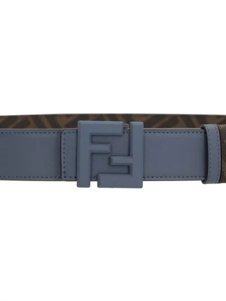 Pasek Fendi skórzany z logo niebieski