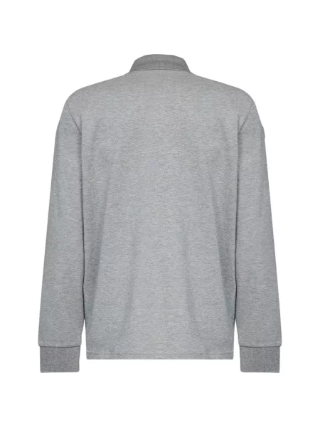 Lung tricou polo Moncler cu autograf gri