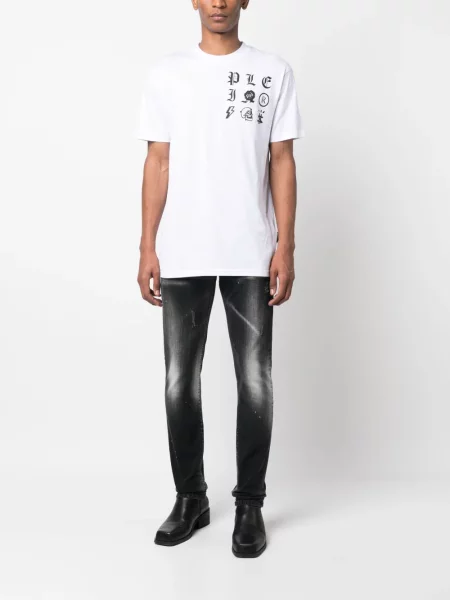 Raštuotas marškinėliai Philipp Plein balta