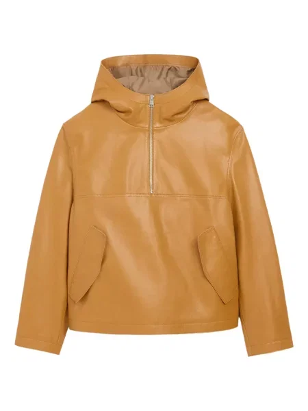 Geanta de piele Ami Paris cu glugă maro