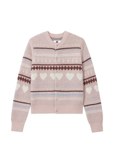 Cardigan Chocoolate tricotate cu motiv cu inimi roz
