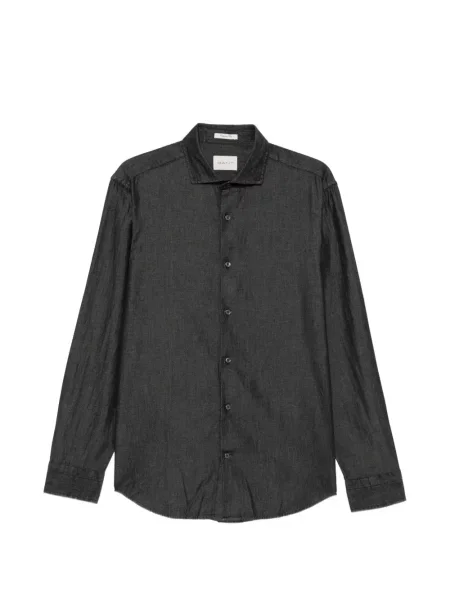 Lung cămașă Gant din țesătură twill negru
