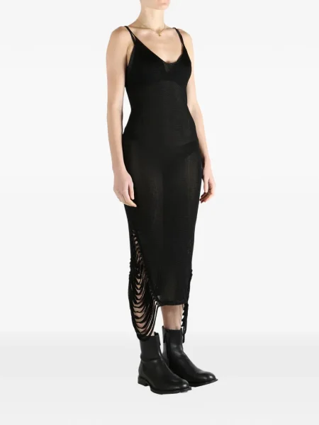 Rochie midi Aisling Camps cu franjuri până la genunchi de costum negru