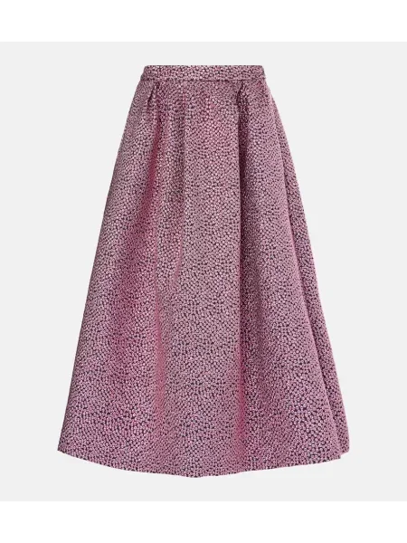 Fusta plisata Dries Van Noten plisată până la genunchi roz