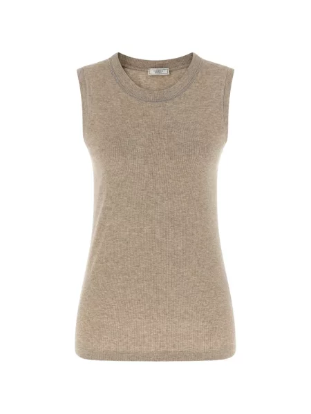 Top Peserico cu decolteu rotund cu nervuri