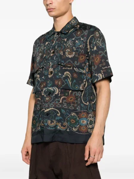 Cămașă Sacai cu model paisley albastru