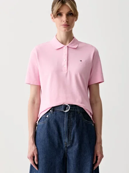 Tommy Hilfiger polo z bawełną różowa