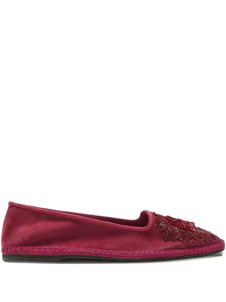 Balerini Maliparmi din piele de căprioară cu mărgele roșu