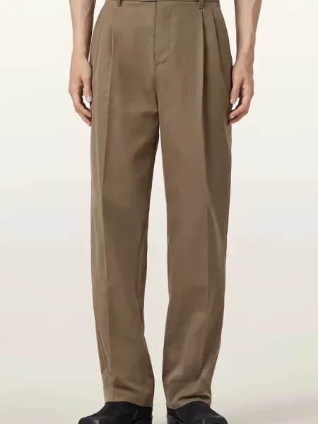 Штани з додаванням вовни AllSaints TALLIS прямі коричневий