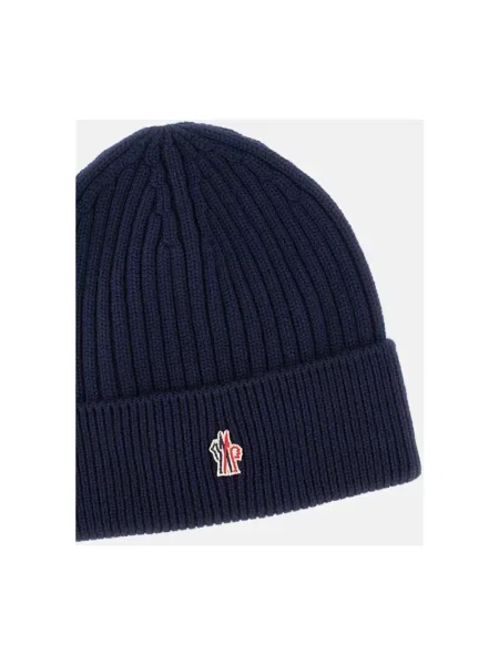Czapka Moncler wełniana niebieska