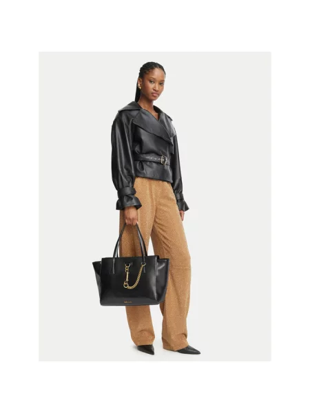 Just Cavalli torebka shopper z imitacji skóry czarna