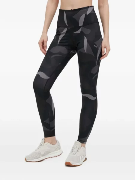 Leggings Puma cu imagine cu imprimeu abstract plasă negru