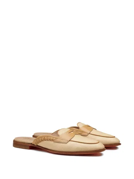 Papuci tip mules Santoni din piele fără toc țesuți