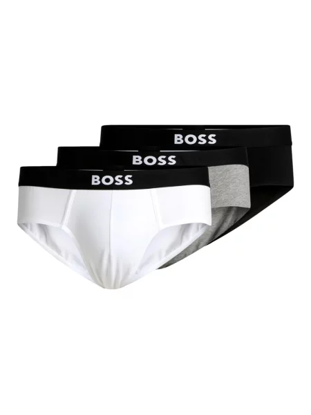 Hugo Bielizna Mężczyzna Wielobarwność L figi z elastycznego bawełnianego logo w talii Hip Briefs Pack of 3 Boss