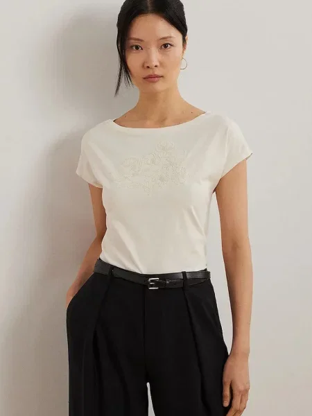 Тениска Lauren Ralph Lauren бежово