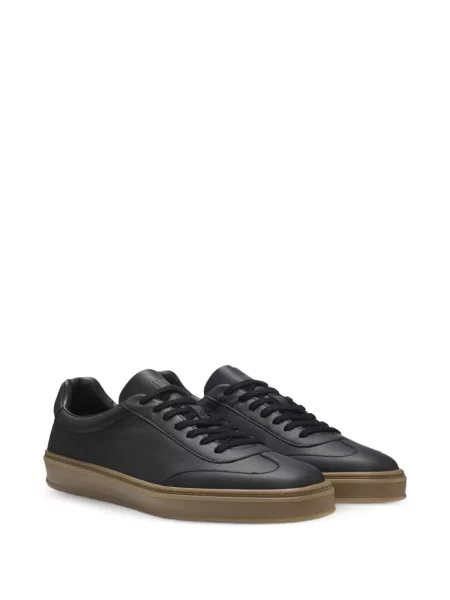 Δερμάτινα sneakers Boss με κορδόνια μαύρο