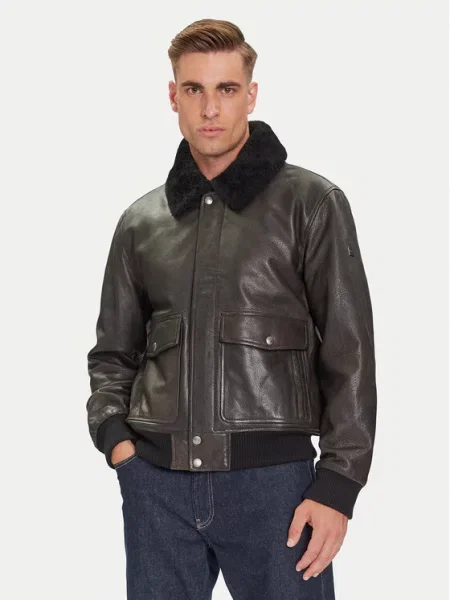 JOOP! Usnjena jakna Falko siva