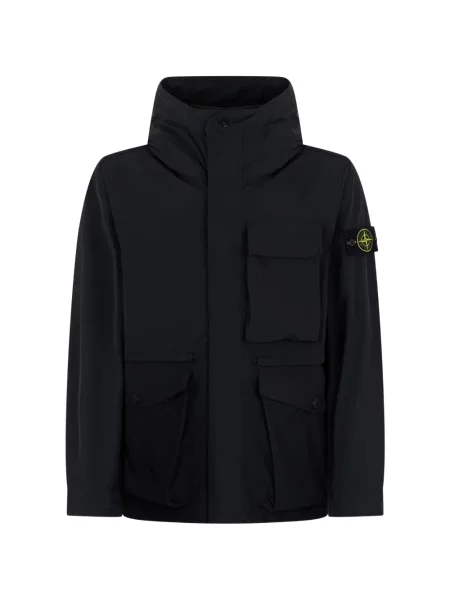 Geacă Stone Island cu glugă cu strasuri negru