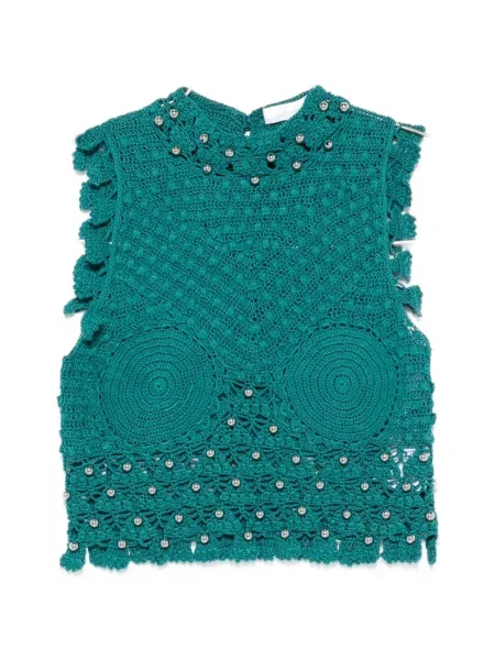 Top Rabanne tricotate verde