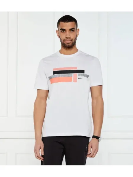 BOSS GREEN Tricou Glamping | Relaxed fit alb