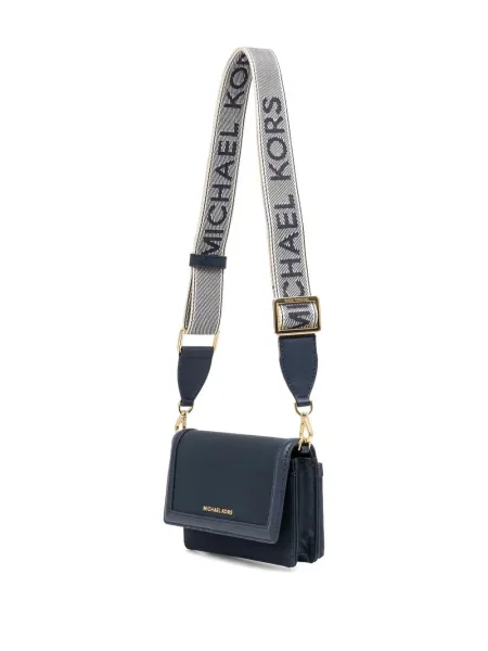 Кожено портмоне Michael Michael Kors с връзки с принт кафяво