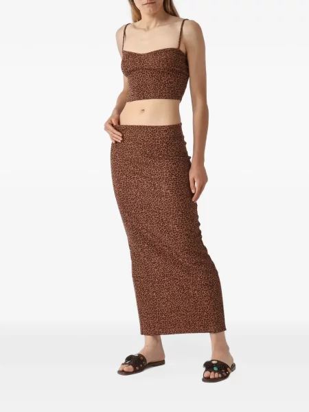 Fustă midi Mc2 Saint Barth cu imagine cu model leopard maro