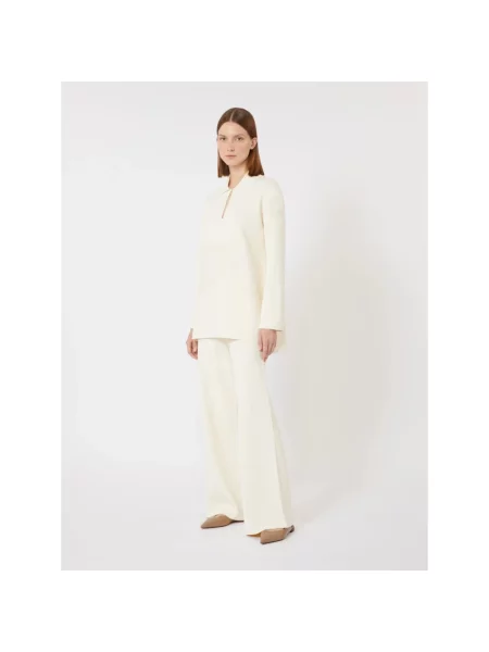 Lniane spodnie Max Mara białe