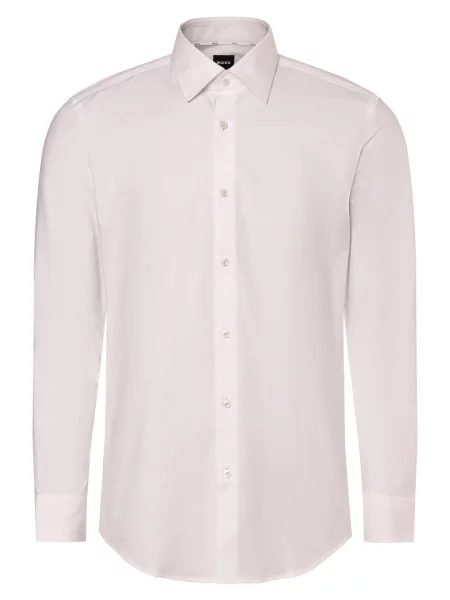 BOSS Koszula Easy-iron Mężczyźni Slim Fit biały jednolity 39
