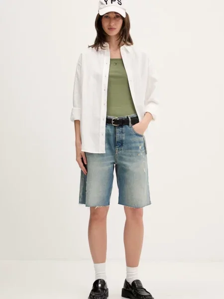 Tommy Jeans šortky dámske rifľové modrá