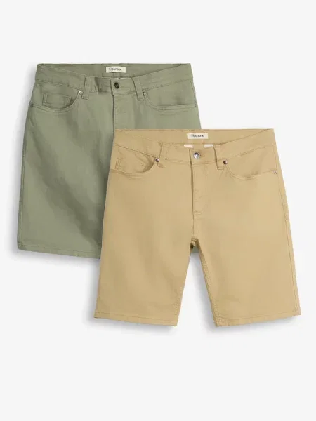 Bermudy ze stretchem regular fit beżowe