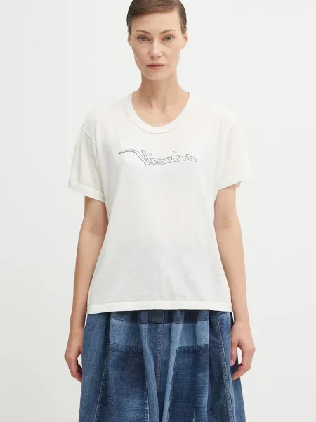 Vlněné tričko Visvim carree tee s/s béžové