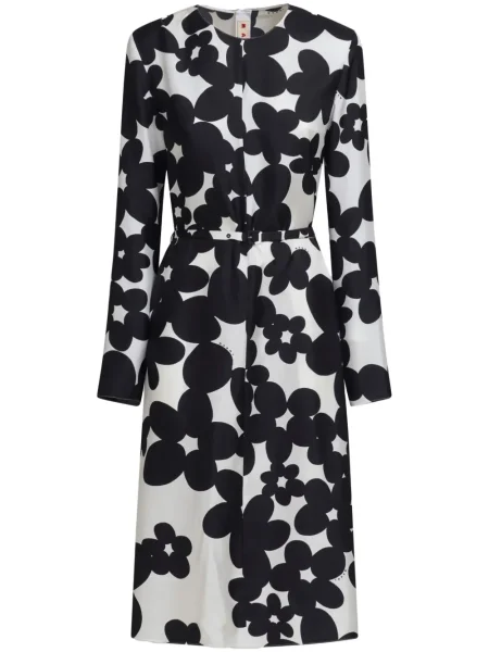 Rochie midi Marni cu model floral cu imagine până la genunchi negru