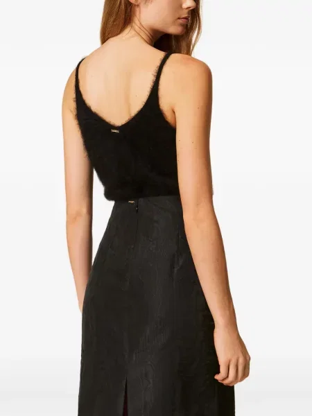 Fustă midi Twinset cu funde negru