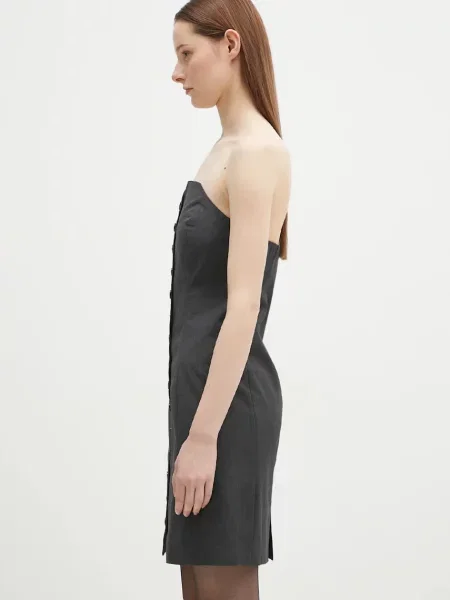 Samsoe Samsoe sukienka z domieszką wełny Saellen mini dopasowana szary