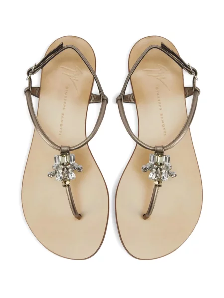 Sandale Giuseppe Zanotti fără toc de cristal auriu