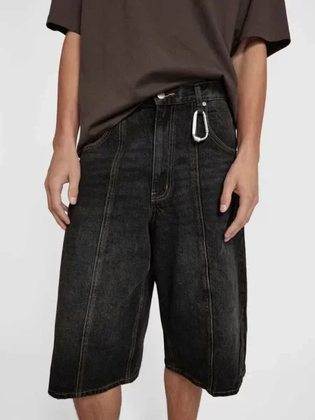 Szorty jeansowe o kroju superbaggy fit z 5 Review czarne