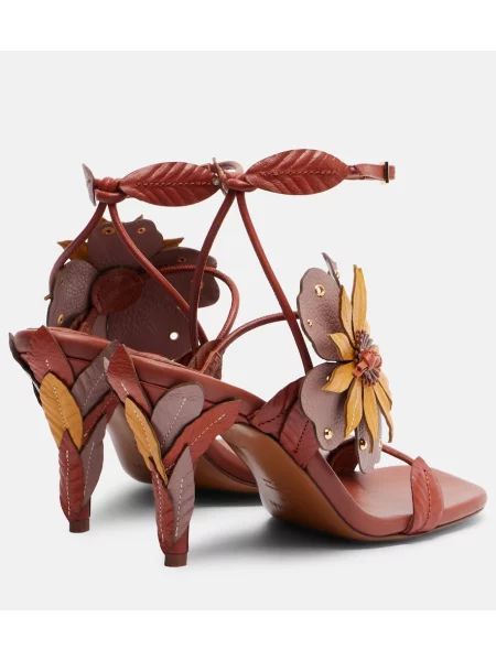 Sandale Zimmermann din piele cu model floral maro