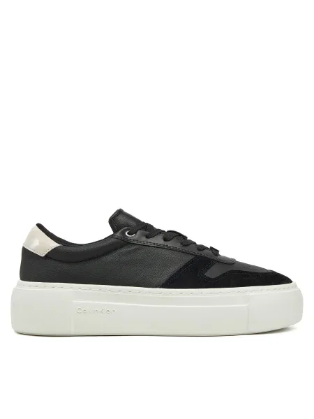 Кожени маратонки Calvin Klein FF CUPSOLE LACE UP LTH MIX черно